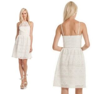 TRINA TURK Picnic Lace Eyelet Halter Dress Size 8 White Halter READ